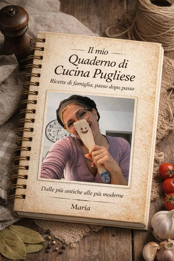 Maria mit ihrem Rezeptheft